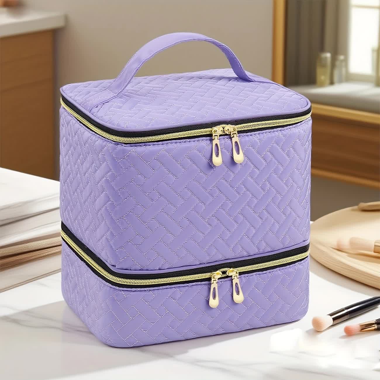 purple  Double‑layer woven storage, scientifically organized with large capacity—Professional Nail Tool Carry‑on Bag, keeping tools perfectly ordered. - Image 1