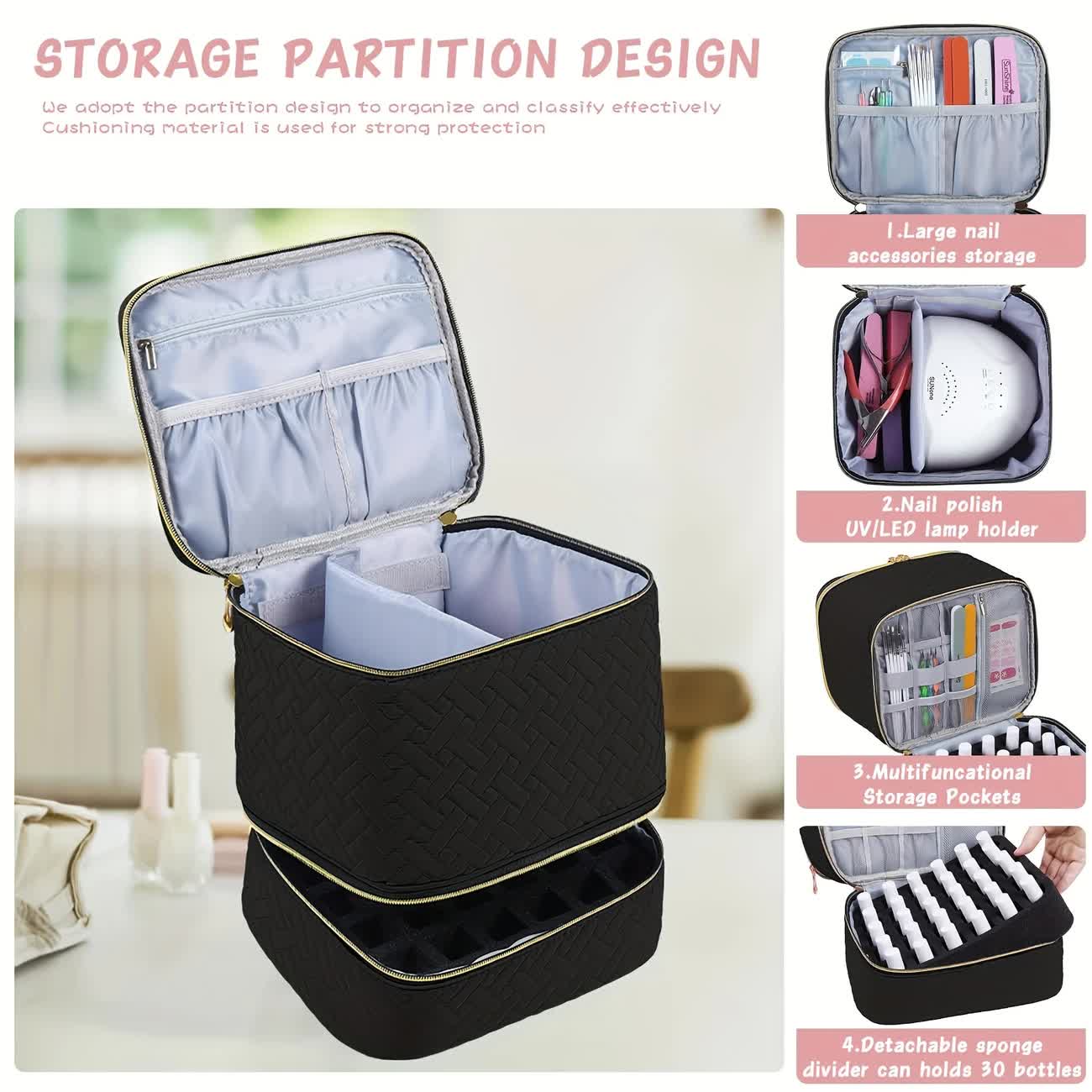 purple  Double‑layer woven storage, scientifically organized with large capacity—Professional Nail Tool Carry‑on Bag, keeping tools perfectly ordered. - Image 8