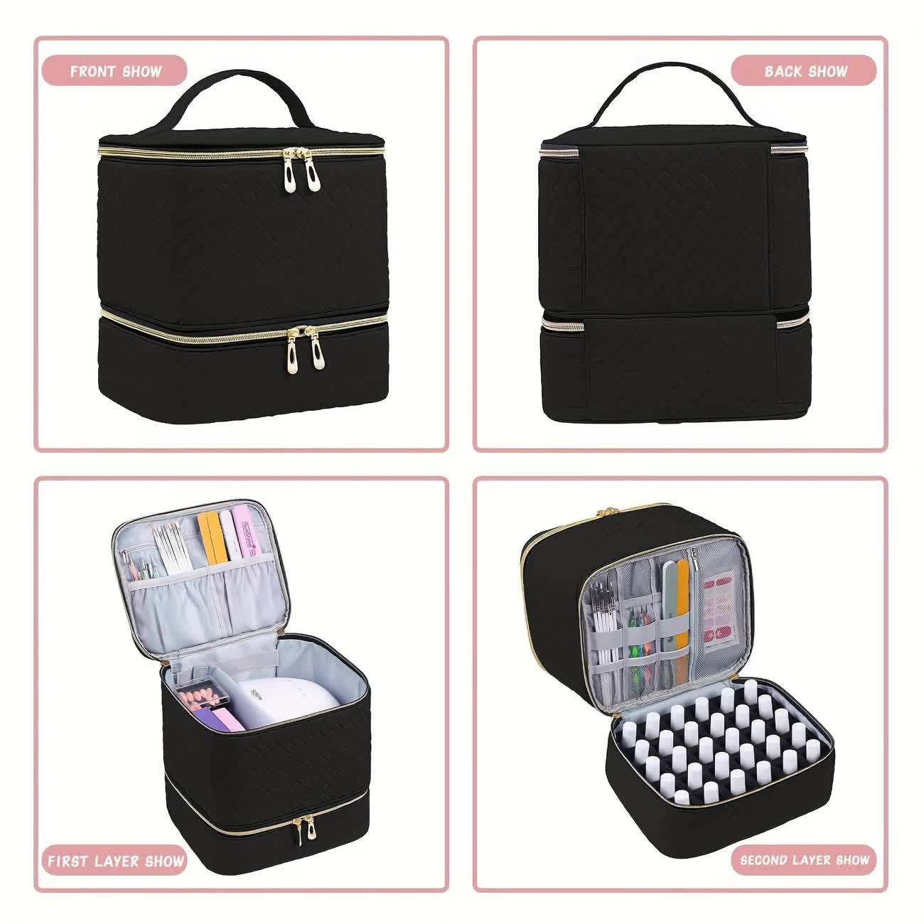 Green Double‑layer woven storage, scientifically organized with large capacity—Professional Nail Tool Carry‑on Bag, keeping tools perfectly ordered. - Image 6