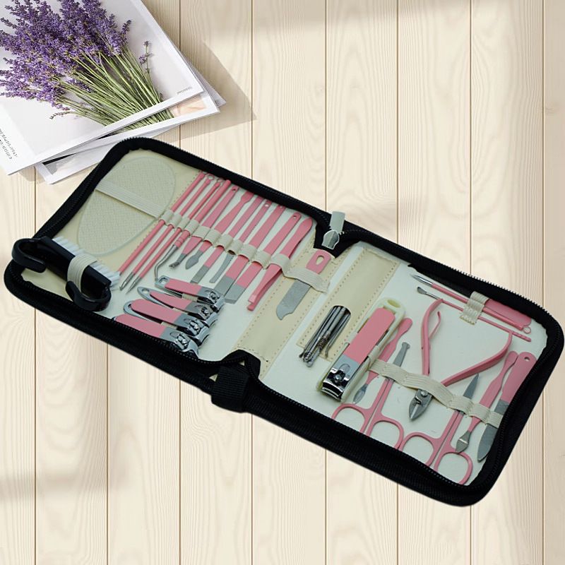34-Piece Manicure Set: Sharp and Durable Stainless Steel Tools, All-in-One Hand, Foot, and Face Care, Portable Zippered Pouch, a Must-Have Exquisite Grooming Essential for Home and Travel!/brown - Image 8