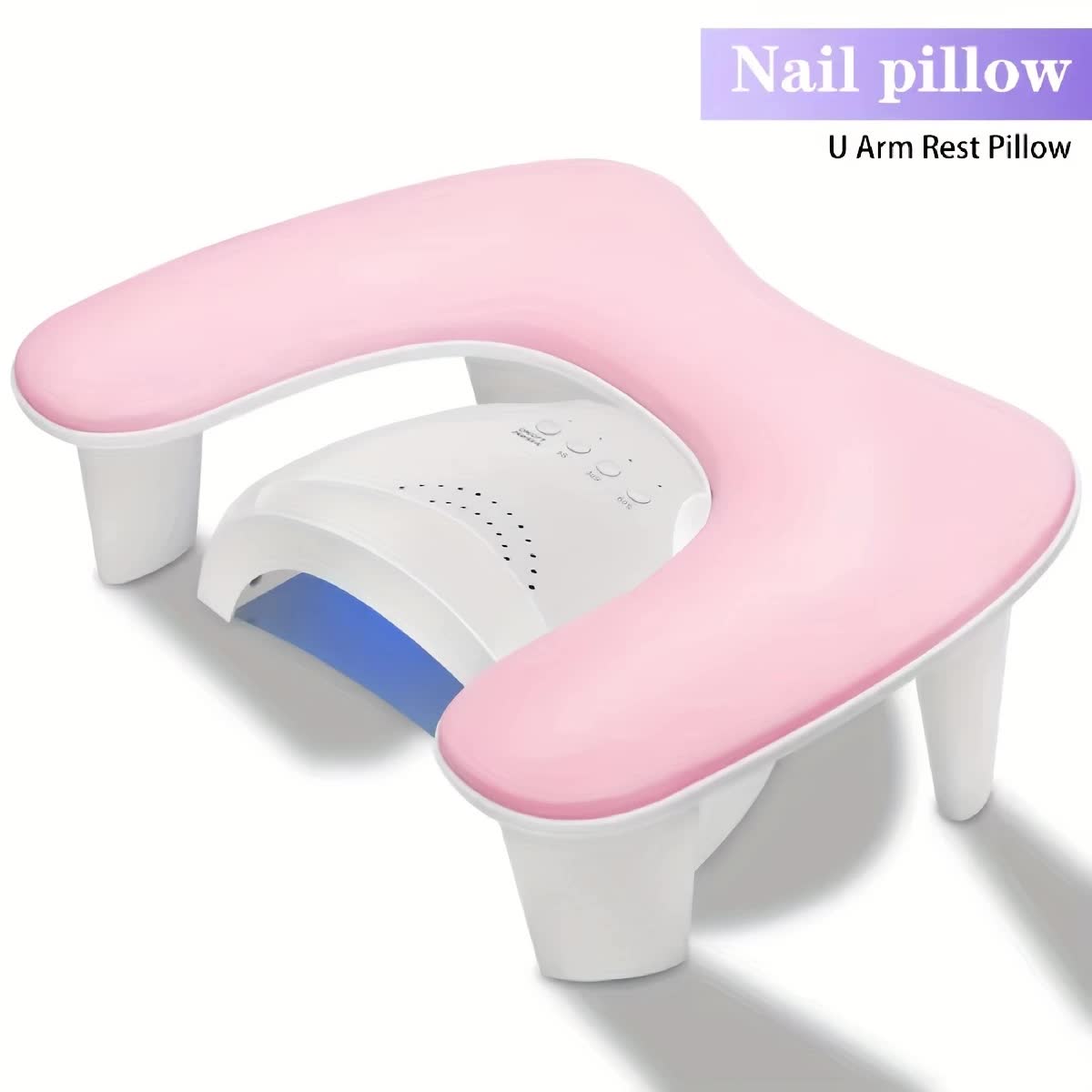 BLACK This handheld nail care device integrates a U-shaped pillow and comes with a portable detachable stand. Designed with an inclined PU material and a sturdy base, it is crafted for both comfort and portability. - Image 6