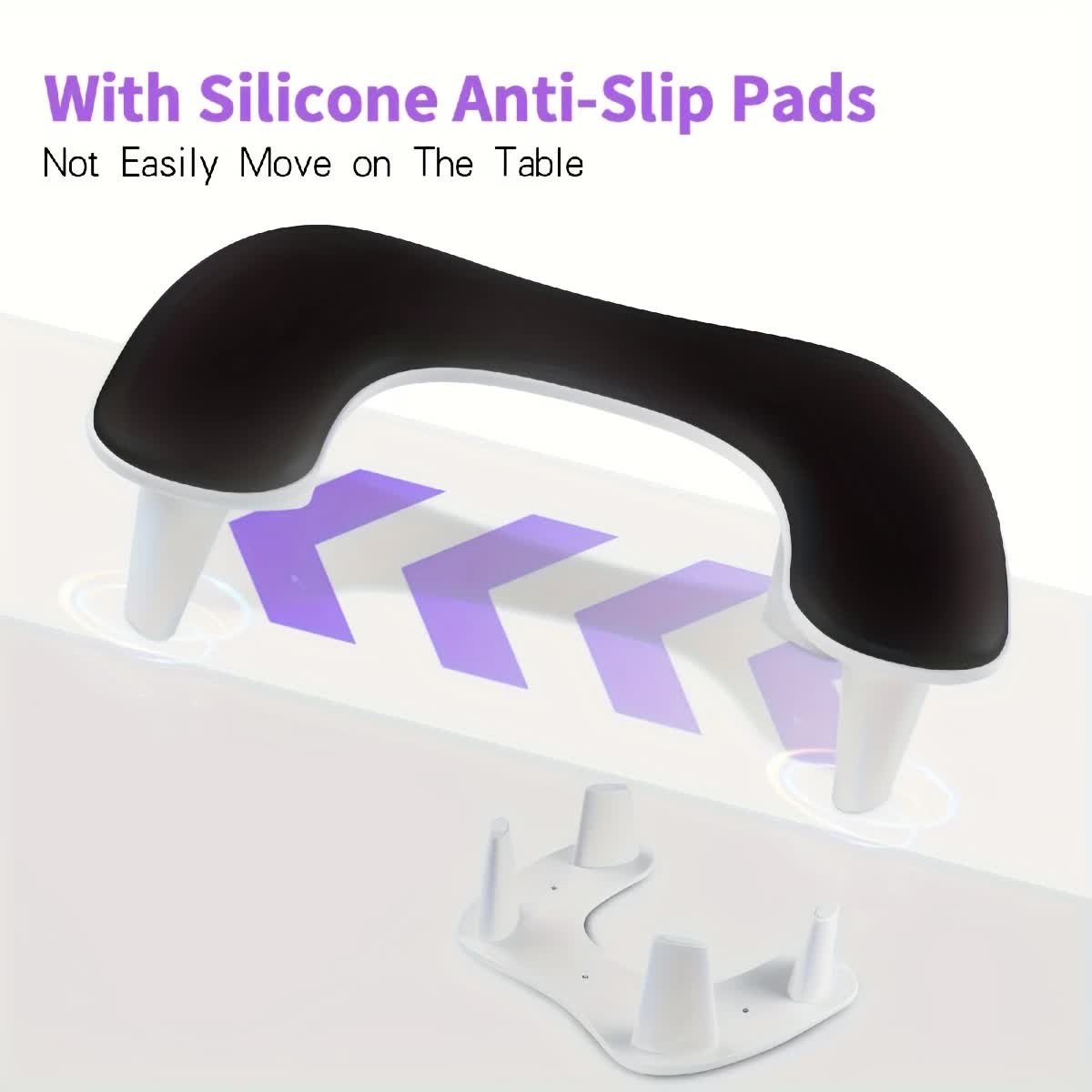 Grey This handheld nail care device integrates a U-shaped pillow and comes with a portable detachable stand. Designed with an inclined PU material and a sturdy base, it is crafted for both comfort and portability. - Image 3