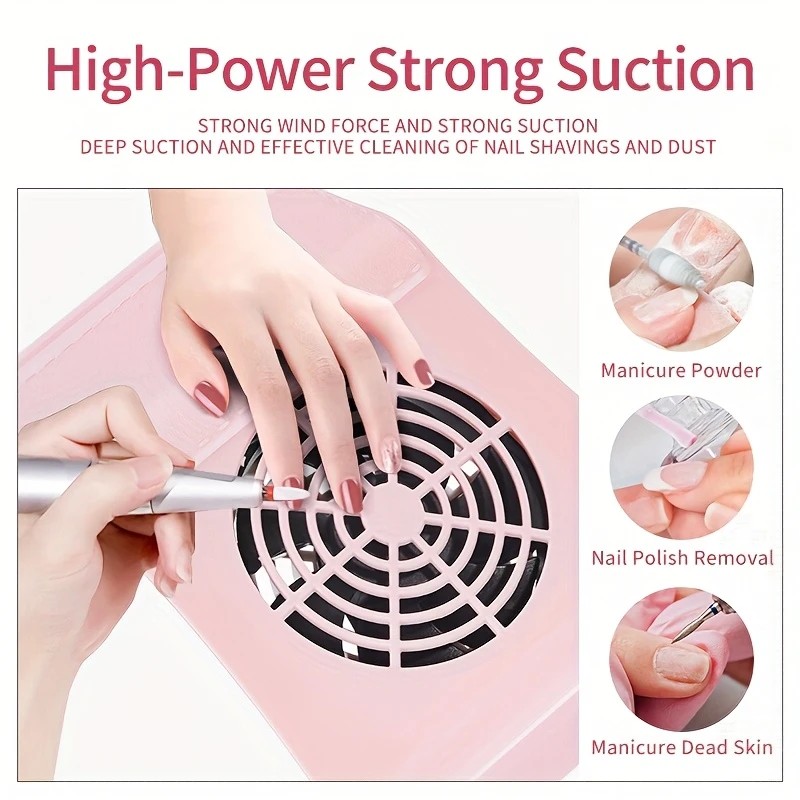 Nail Dust Collector: USB-Powered, Strong Suction, One-Touch Operation, Say Goodbye to Dust Troubles.PINK - Image 3