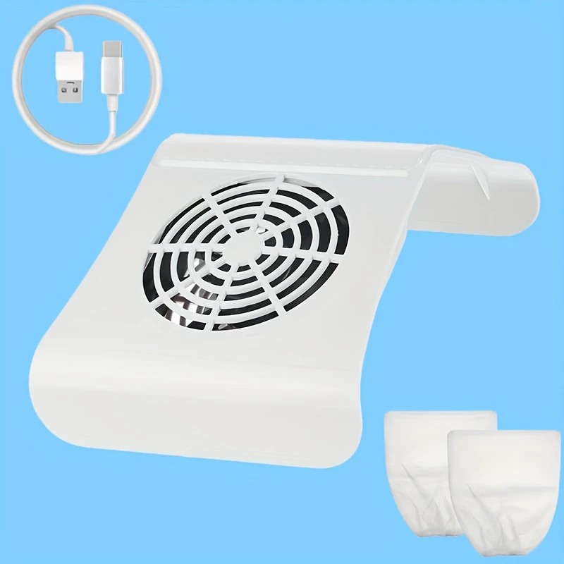 Nail Dust Collector: USB-Powered, Strong Suction, One-Touch Operation, Say Goodbye to Dust Troubles.WHITE - Image 1