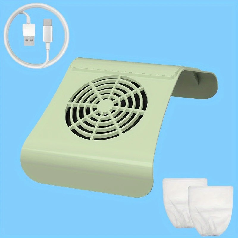 Nail Dust Collector: USB-Powered, Strong Suction, One-Touch Operation, Say Goodbye to Dust Troubles.GREEN - Image 1