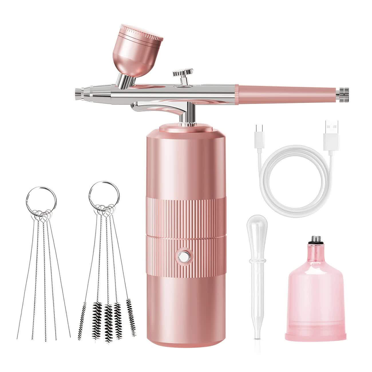 Pink Portable Wireless Airbrush Kit, Versatile for Nail Art, Painting, Makeup, and Model Making - Image 1