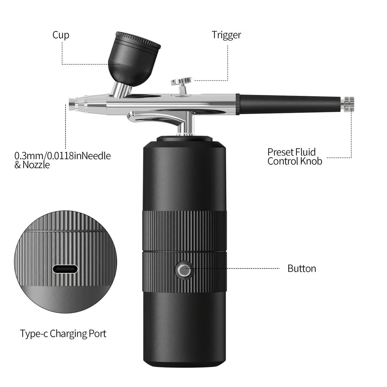 Green  Portable Wireless Airbrush Kit, Versatile for Nail Art, Painting, Makeup, and Model Making - Image 4