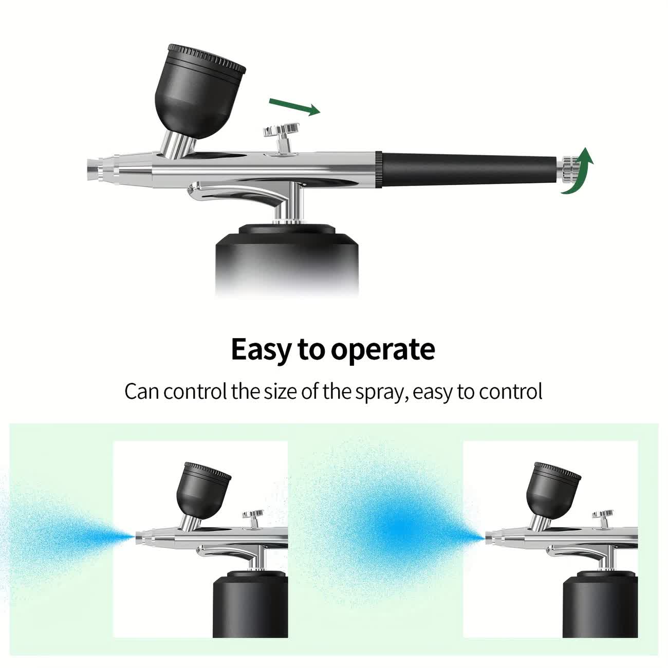 Green  Portable Wireless Airbrush Kit, Versatile for Nail Art, Painting, Makeup, and Model Making - Image 5