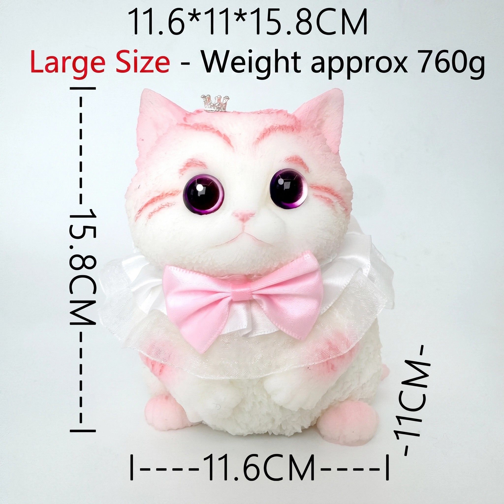 Cute handmade cat squishy toy, original hand-painted, baby-safe soft gel, gift box ideal for gifting. (Large cat + accessories + cat bed + gift box)/Lovely golden gradient - Image 5