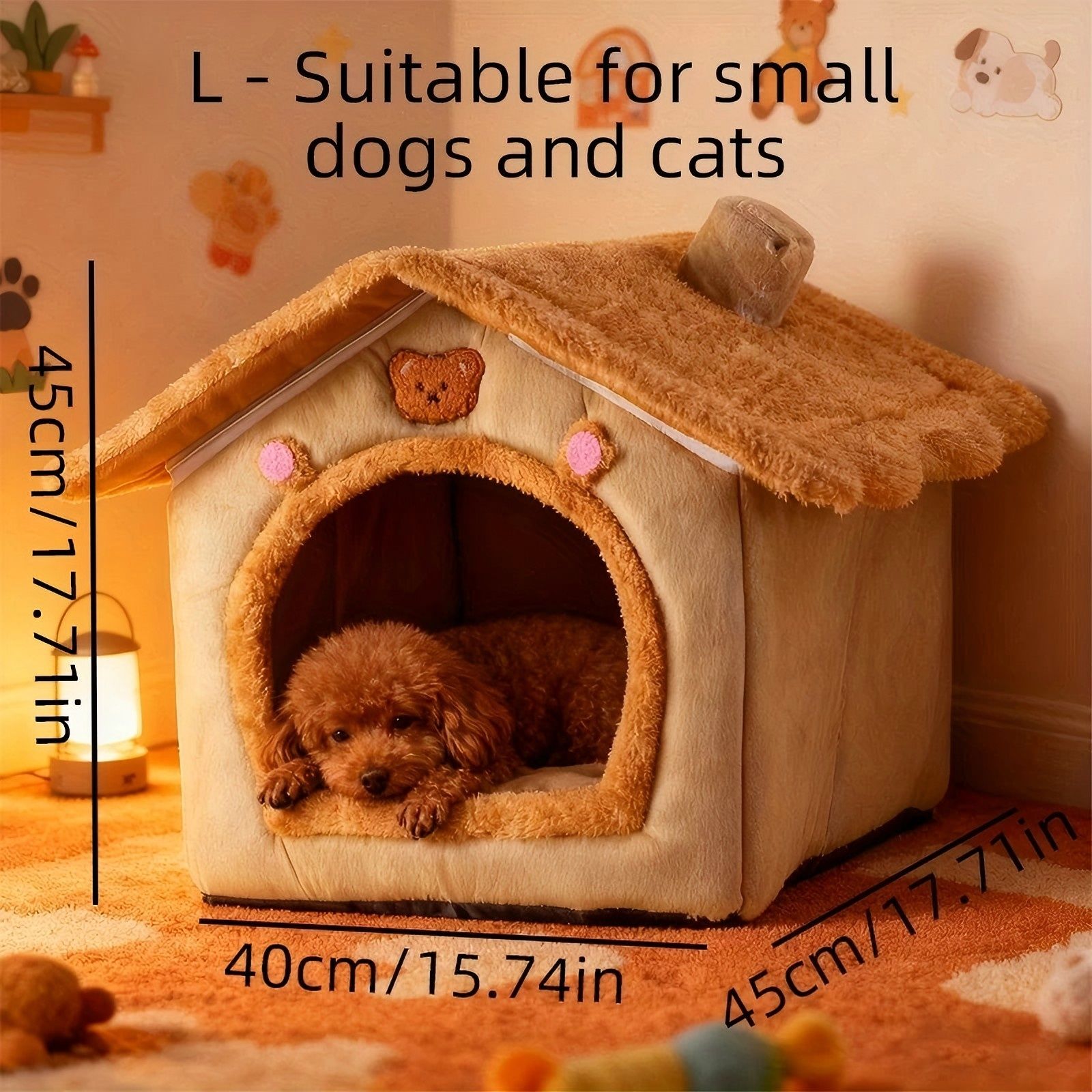 1 Pet Bed House for Cats, Detachable and Washable Cat House, Soft and Warm Winter Cat Bed, Small Dog Cave Nest( NO: L) - Image 1