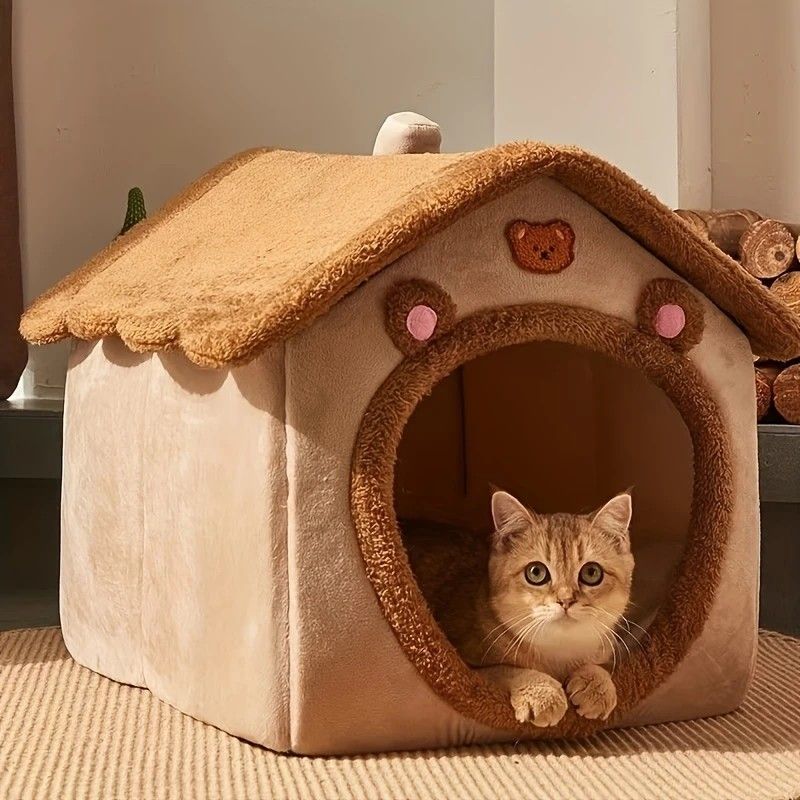 1 Pet Bed House for Cats, Detachable and Washable Cat House, Soft and Warm Winter Cat Bed, Small Dog Cave Nest( NO:M) - Image 4