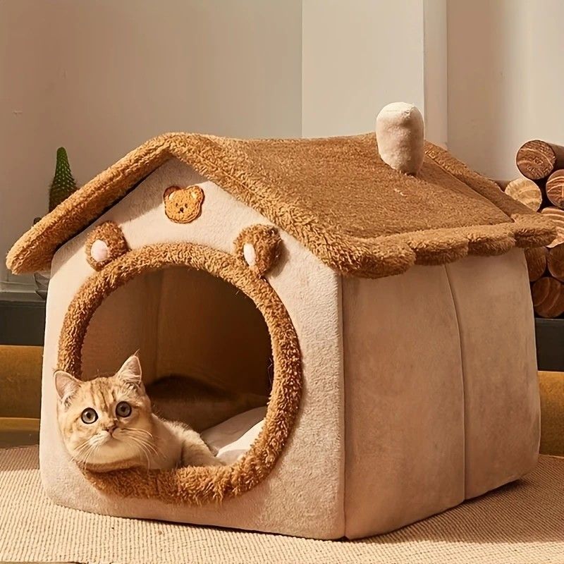 1 Pet Bed House for Cats, Detachable and Washable Cat House, Soft and Warm Winter Cat Bed, Small Dog Cave Nest( NO: S) - Image 2