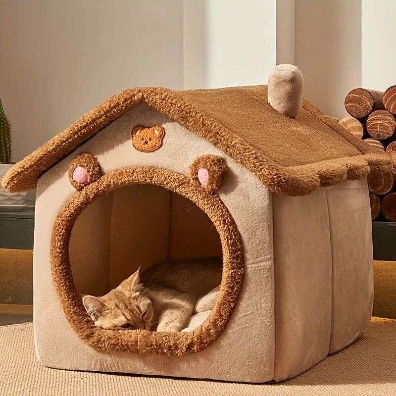 1 Pet Bed House for Cats, Detachable and Washable Cat House, Soft and Warm Winter Cat Bed, Small Dog Cave Nest( NO: S) - Image 3