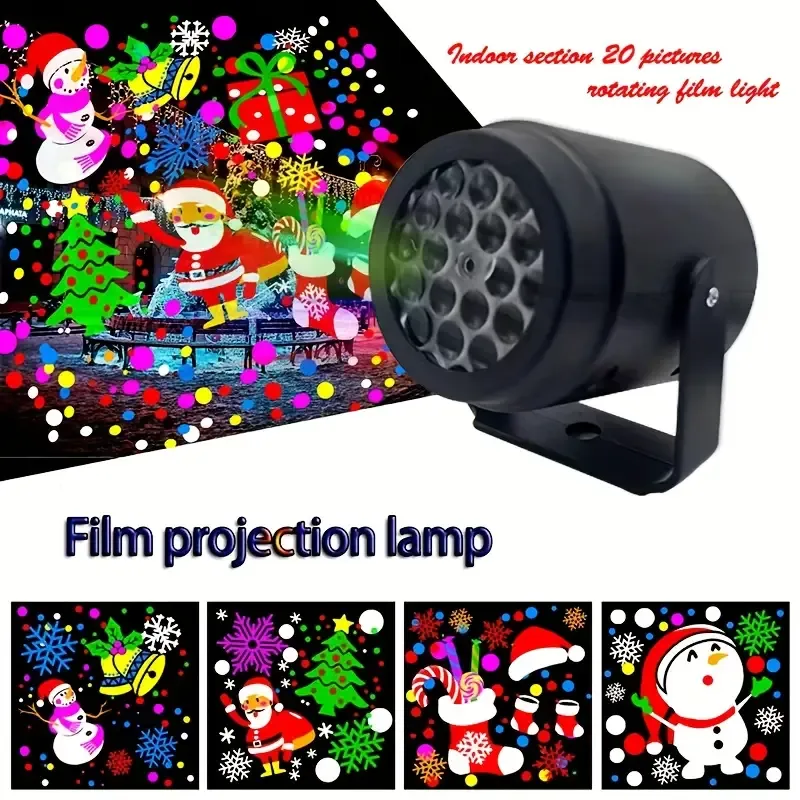 20-Pattern Christmas Projection Lamp, Plug-and-Play USB Lights Up a Fairy-Tale Christmas Night/silver - Image 3
