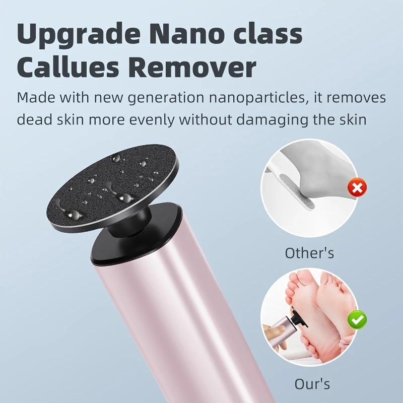 Grey Electric Foot File: 3-Speed Adjustable Nano-Level Filing, Type-C Fast Charge, Long Battery Life, Washable & Replaceable Heads, At-Home & Travel Foot Renewal Care - Image 4