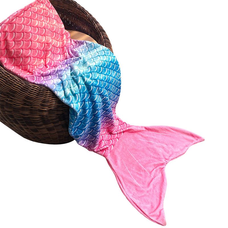 Mermaid Tail Blanket, Star Gradient Flannel Fleece, Soft and Warm, Essential for Lounging and Photo Taking at Home.(powderblue) - Image 1