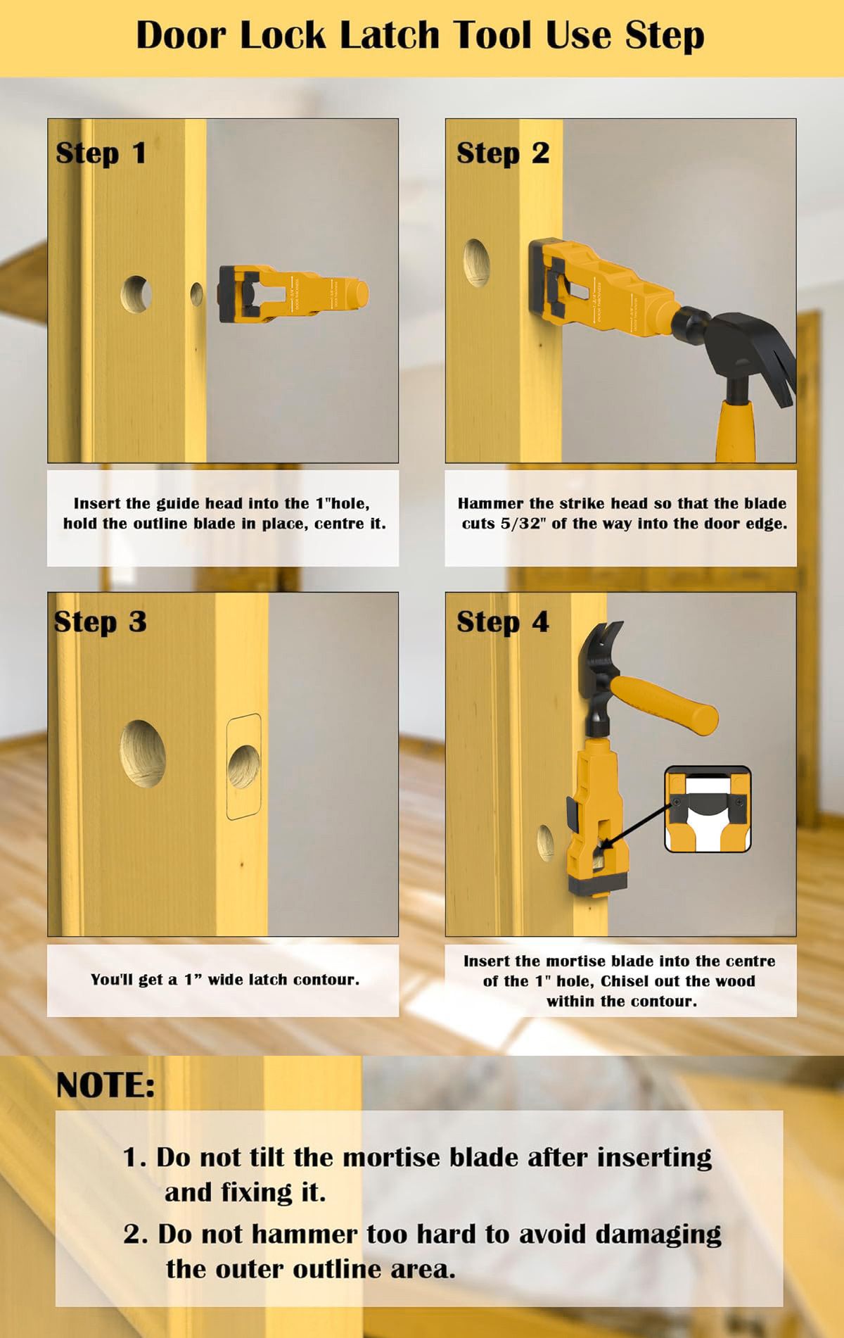 Door Latch Chisel Positioning Tool: Precise Positioning Without Measurement, Easy Installation With Less Effort/wine red - Image 8