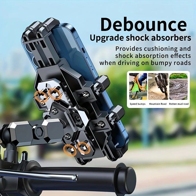 Shockproof Phone Mount, Compatible with Bicycles/Motorcycles/Scooters/ATVs, 720-Degree Rotation Anti-Shake, Fits 4.5-7 Inch Smartphones - Image 5