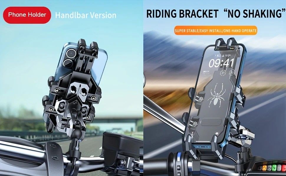 Shockproof Phone Mount, Compatible with Bicycles/Motorcycles/Scooters/ATVs, 720-Degree Rotation Anti-Shake, Fits 4.5-7 Inch Smartphones - Image 7