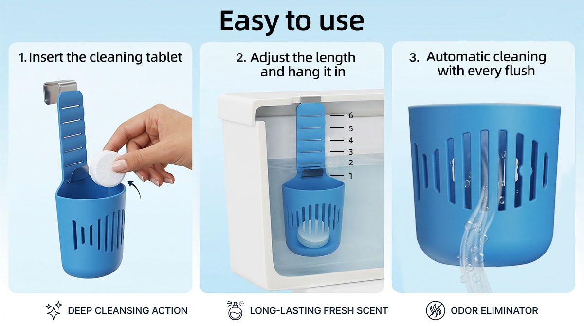 2PCS Hanging Toilet Cleaning Basket: No Drilling Required, Easy Installation, Automatic Cleaning with Every Flush, Long-Lasting Stain Removal, Deodorizing, and Fresh Fragrance/blue - Image 6