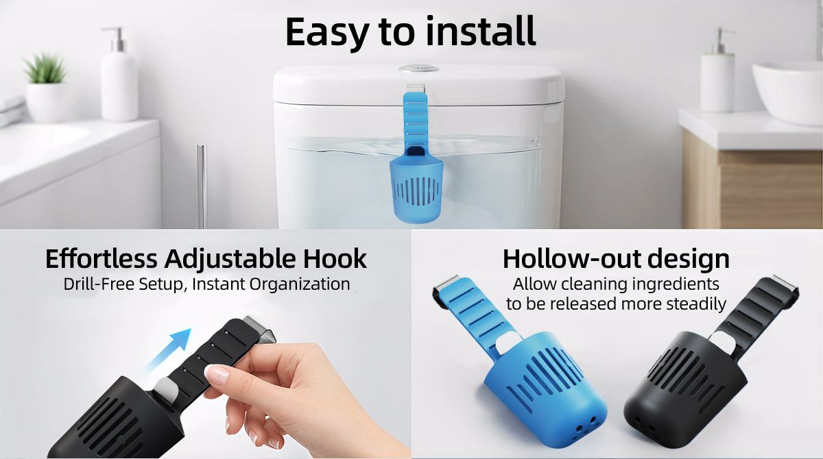 2PCS Hanging Toilet Cleaning Basket: No Drilling Required, Easy Installation, Automatic Cleaning with Every Flush, Long-Lasting Stain Removal, Deodorizing, and Fresh Fragrance/blue - Image 7