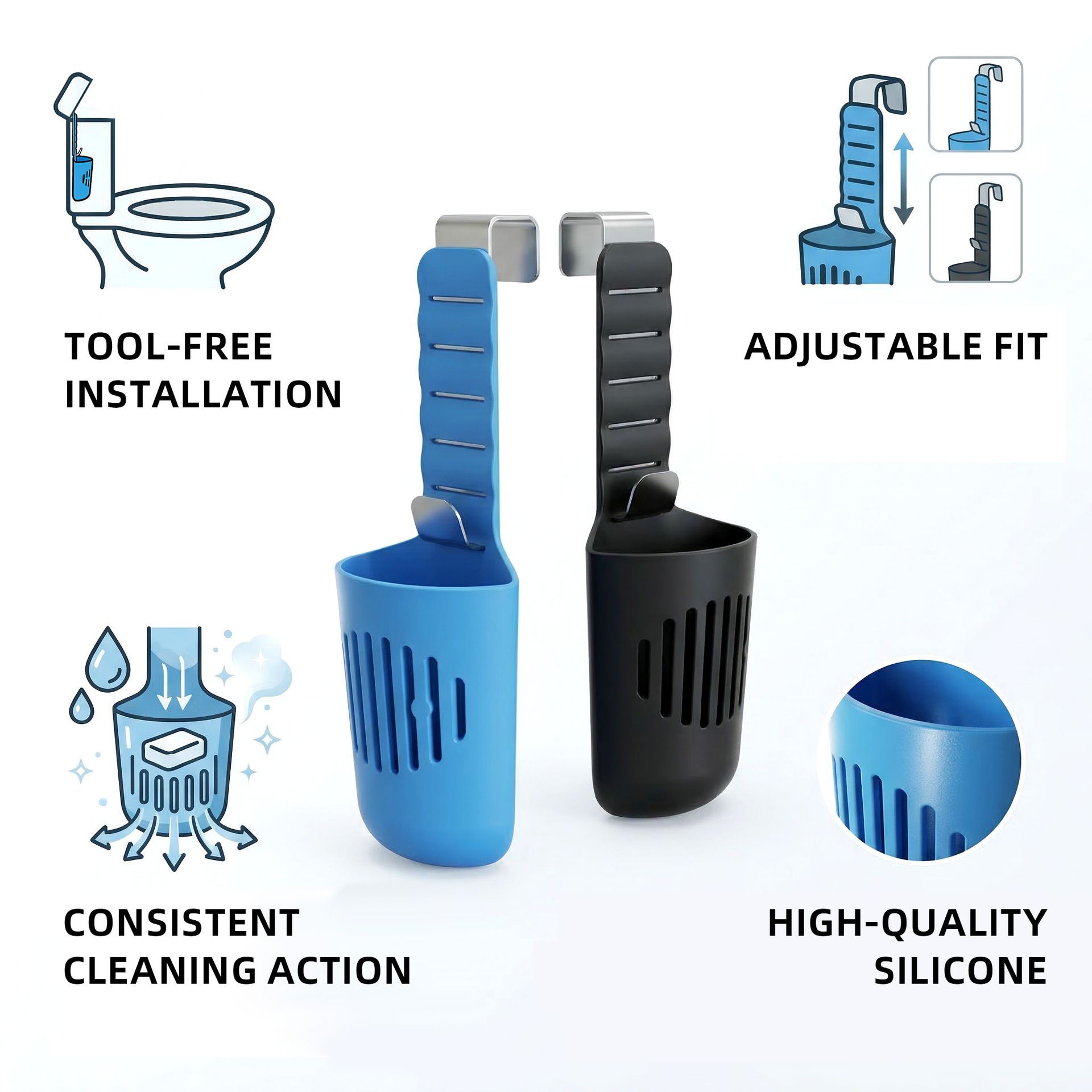 2PCS Hanging Toilet Cleaning Basket: No Drilling Required, Easy Installation, Automatic Cleaning with Every Flush, Long-Lasting Stain Removal, Deodorizing, and Fresh Fragrance/blue - Image 8
