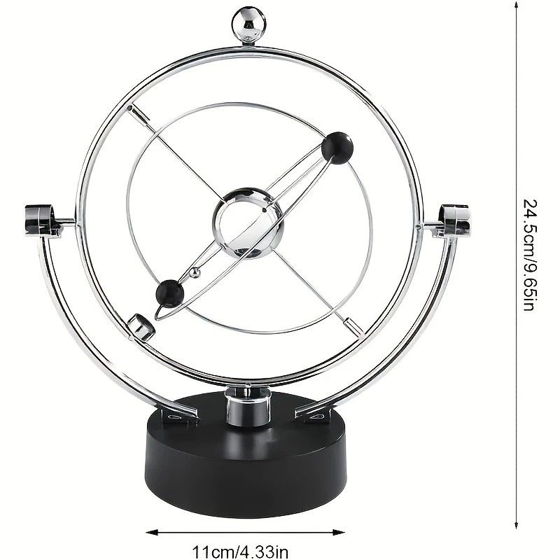 Newton's Cradle, an artistic craft piece for both home and office – a perpetual motion desktop ornament (requires 4 AA batteries to operate / batteries not included). - Image 2