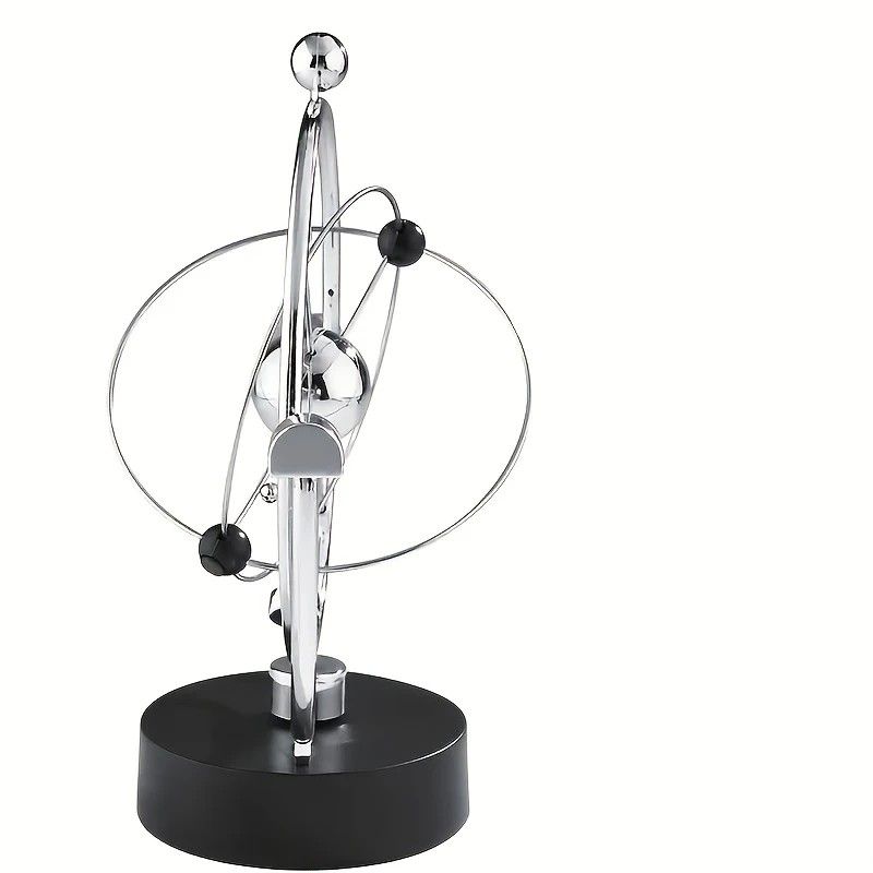 Newton's Cradle, an artistic craft piece for both home and office – a perpetual motion desktop ornament (requires 4 AA batteries to operate / batteries not included). - Image 3