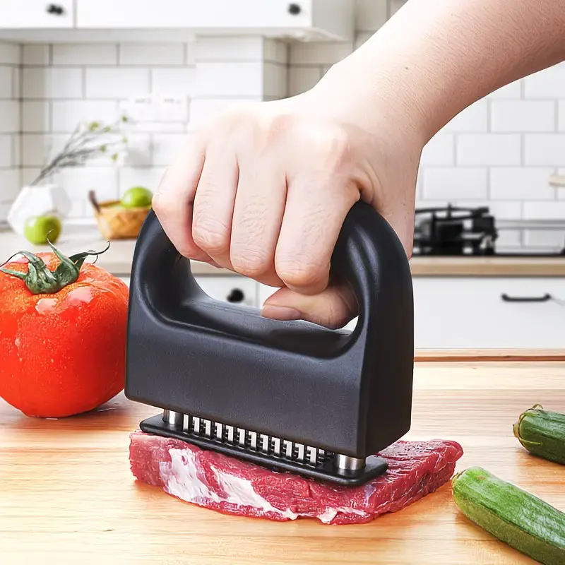 304 Stainless Steel 48-Blade Meat Tenderizer, Non-Slip Handle with Auto-Retraction, Quickly Cuts Tendons and Shortens Cooking Time, Works for Steak Lamb Chops Chicken Breast, Kitchen Essential - Image 1