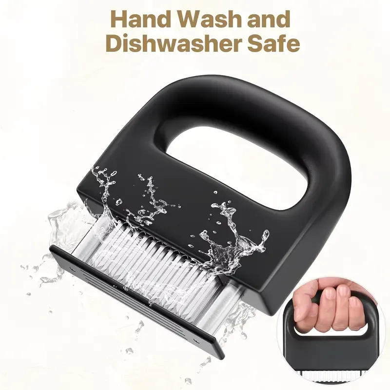 304 Stainless Steel 48-Blade Meat Tenderizer, Non-Slip Handle with Auto-Retraction, Quickly Cuts Tendons and Shortens Cooking Time, Works for Steak Lamb Chops Chicken Breast, Kitchen Essential - Image 3