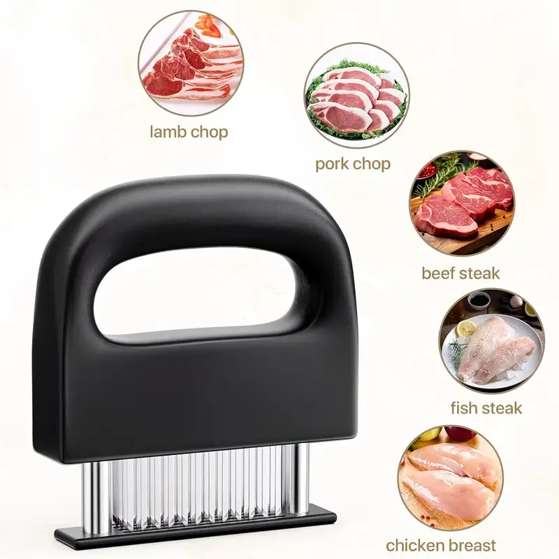304 Stainless Steel 48-Blade Meat Tenderizer, Non-Slip Handle with Auto-Retraction, Quickly Cuts Tendons and Shortens Cooking Time, Works for Steak Lamb Chops Chicken Breast, Kitchen Essential - Image 7