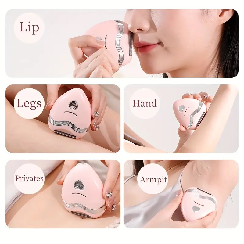 pink 3-in-1 Women's Electric Hair Remover, suitable for both dry and wet use. Designed for bikini, eyebrows, face, and underarms. Portable, rechargeable, cordless, gentle yet effective. - Image 7