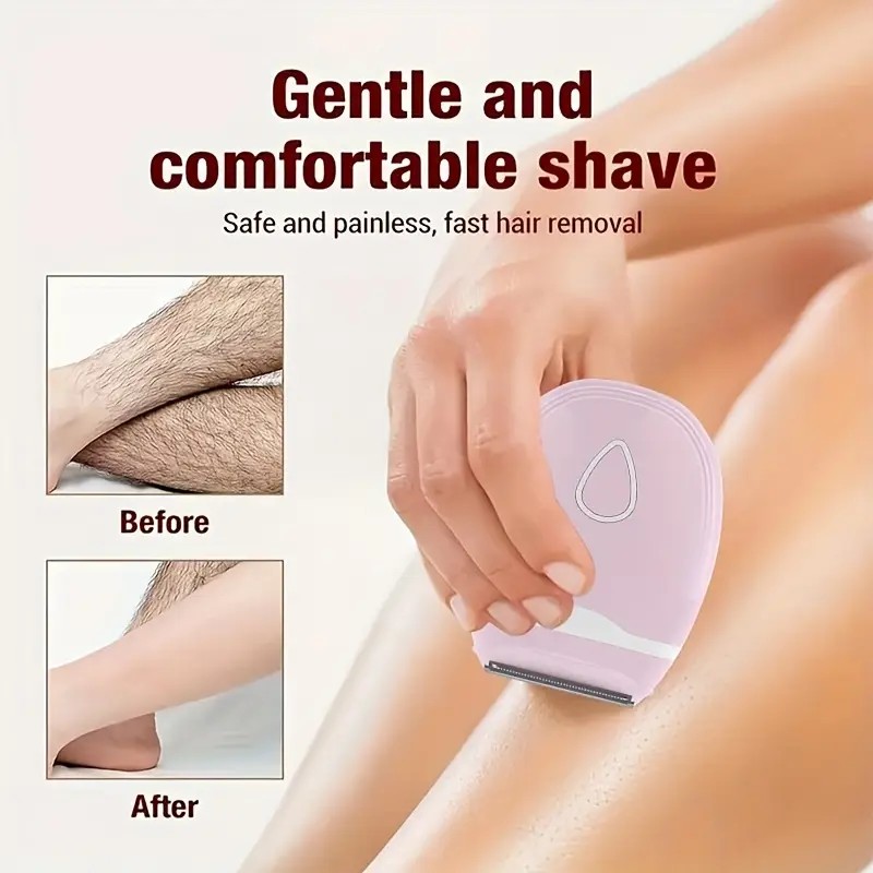 pink Women's Electric Hair Remover, Portable Shaver, suitable for bikini line, legs, and underarms, with detachable blade head. - Image 3