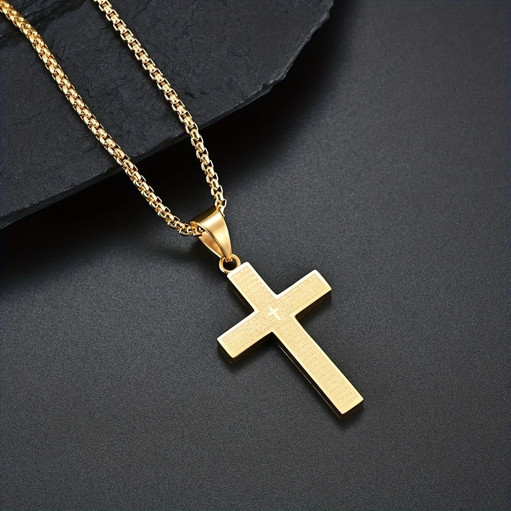 Titanium Steel Cross Necklace: Eternal Faith, Timeless Quality.  BLACK - Image 4