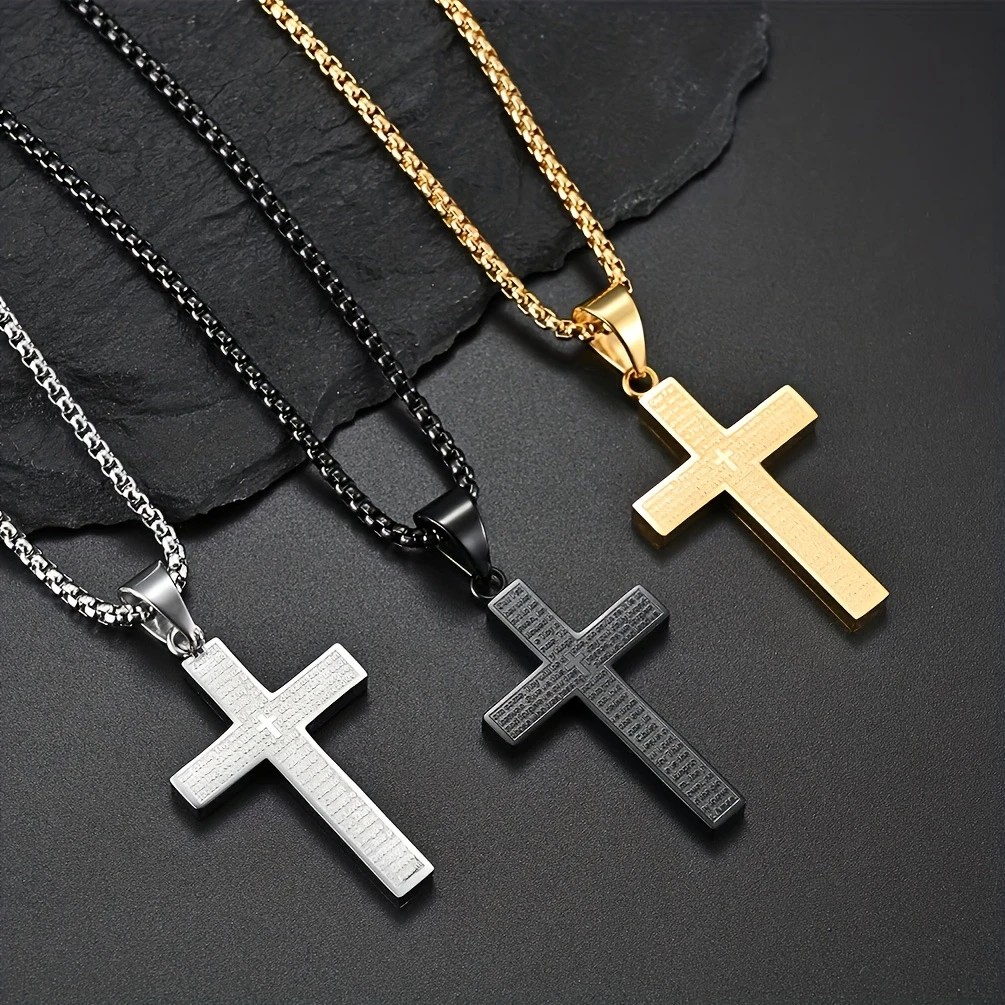 Titanium Steel Cross Necklace: Eternal Faith, Timeless Quality.golden - Image 2