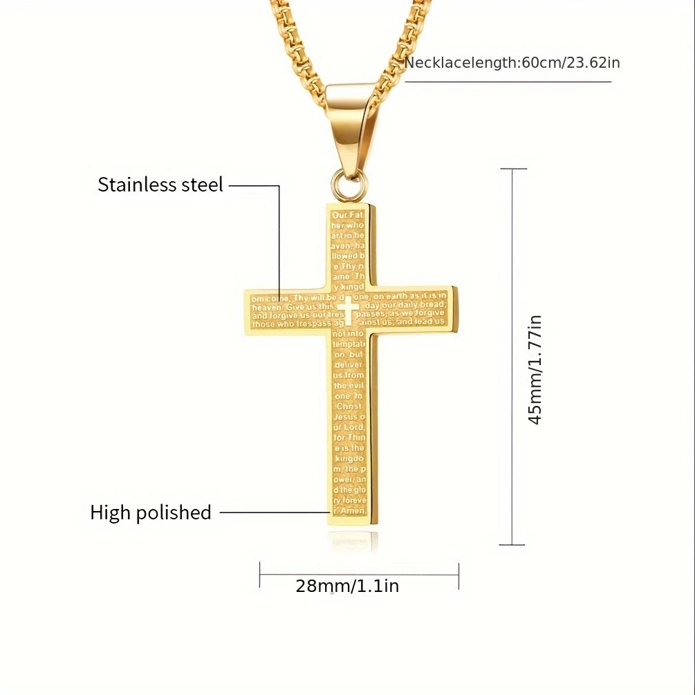 Titanium Steel Cross Necklace: Eternal Faith, Timeless Quality。Steel color - Image 5