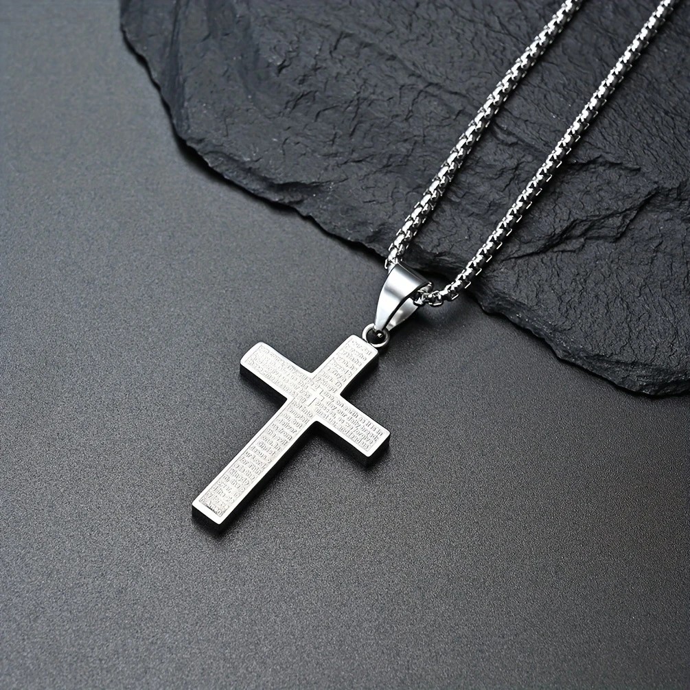 Titanium Steel Cross Necklace: Eternal Faith, Timeless Quality。Steel color - Image 6
