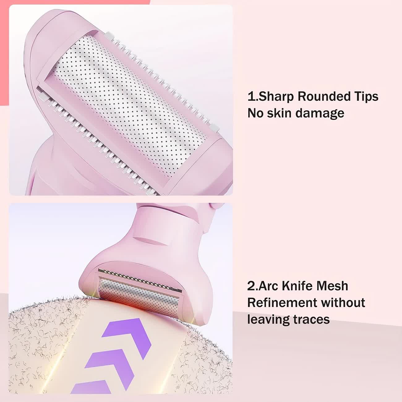WHITE Women's Whole Body Electric Hair Removal Device, Painless Hair Removal, Type-C Fast Charging - Image 3