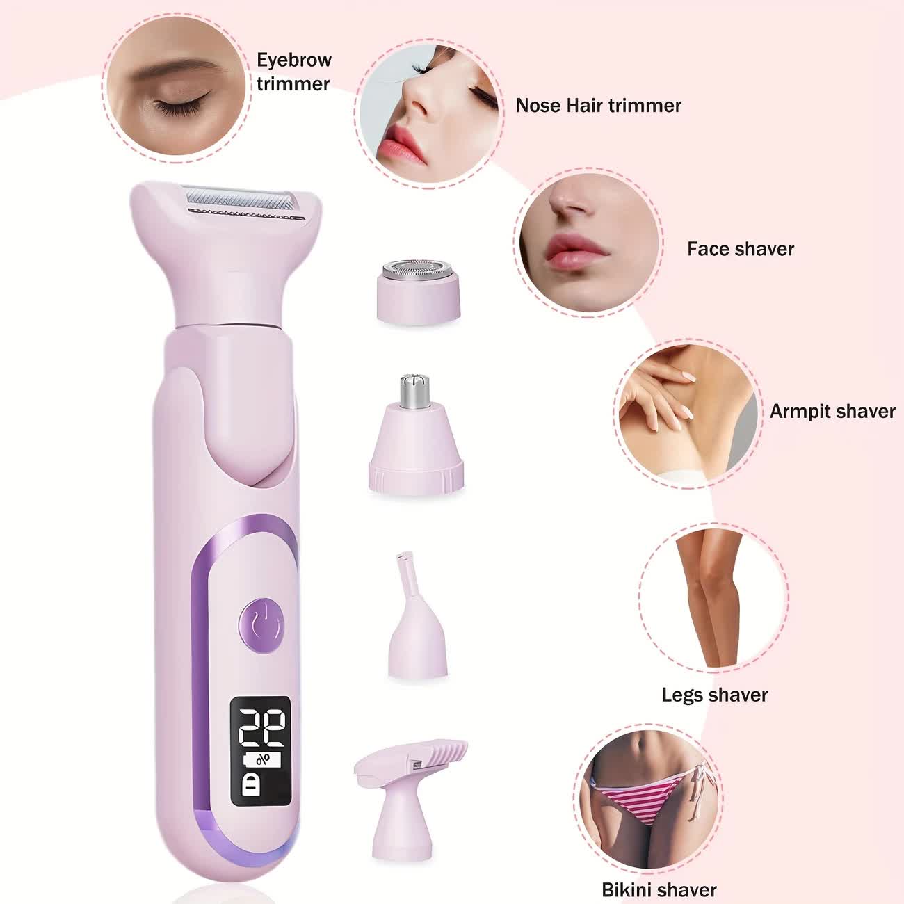 WHITE Women's Whole Body Electric Hair Removal Device, Painless Hair Removal, Type-C Fast Charging - Image 8