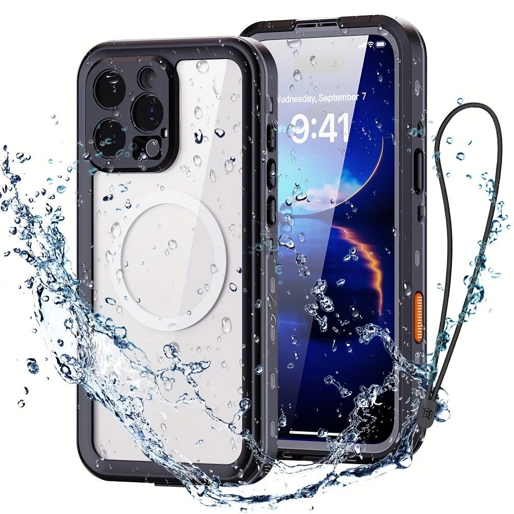 iPhone 16 Pro Max Waterproof Phone Case IP68 Drop Protection Snow Dust Resistant with Lanyard for Swimming Skiing Off Road Adventures(black) - Image 3