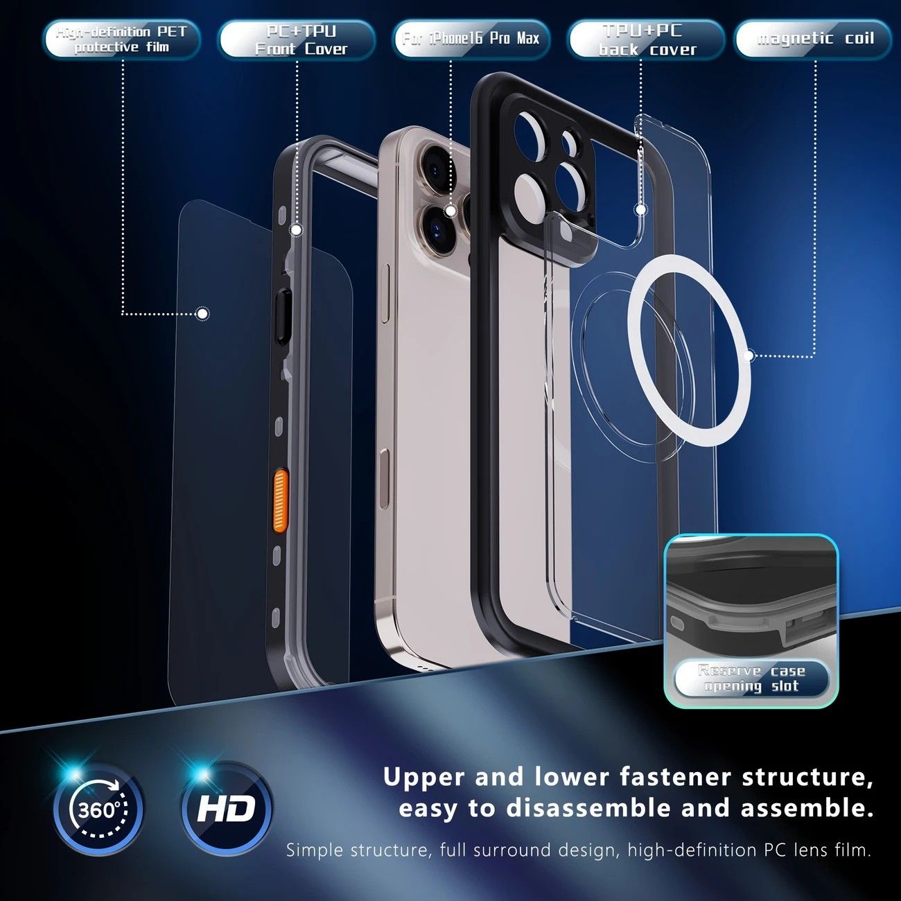 iPhone 16 Plus Waterproof Phone Case IP68 Drop Protection Snow Dust Resistant with Lanyard for Swimming Skiing Off Road Adventures(black) - Image 5