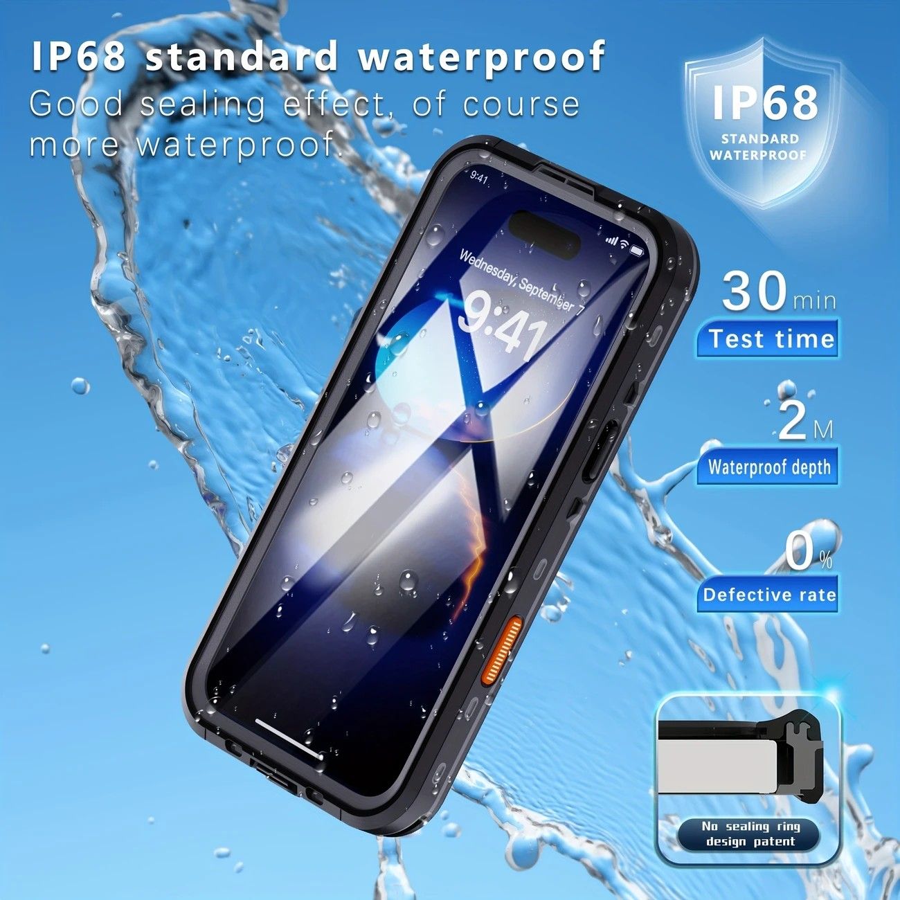 iPhone 16 Plus Waterproof Phone Case IP68 Drop Protection Snow Dust Resistant with Lanyard for Swimming Skiing Off Road Adventures(black) - Image 6