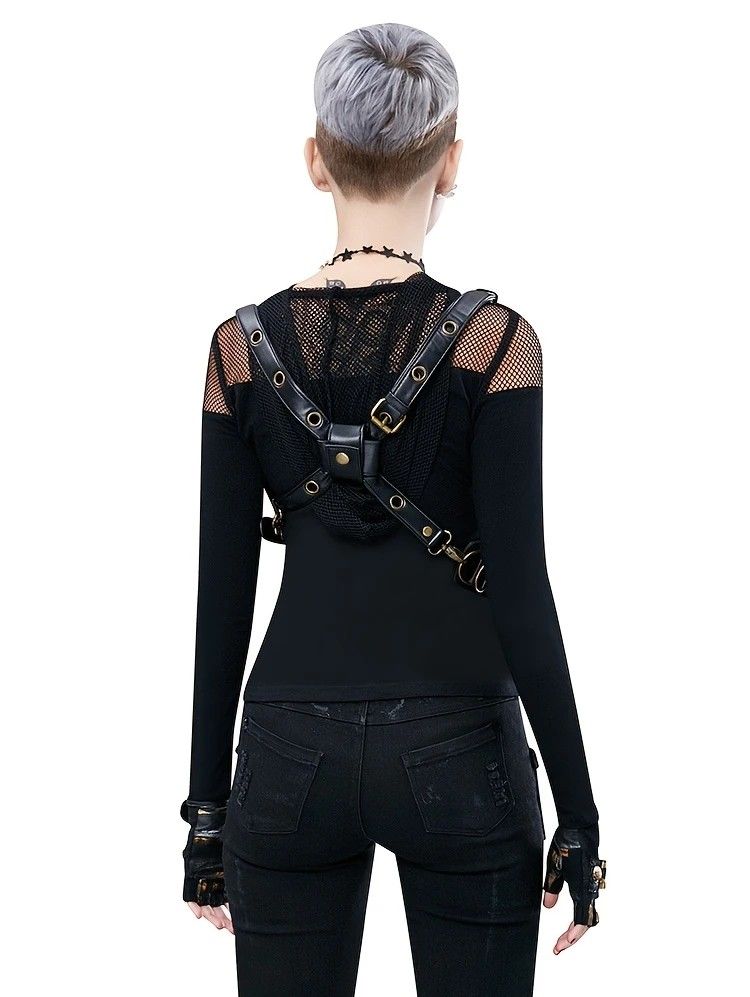 Steampunk-style Adjustable Waist Bag: Retro Chains and Rivets Decoration, PU Leather Multi-function Shoulder Crossbody Bag for Trendy Matching - Image 5