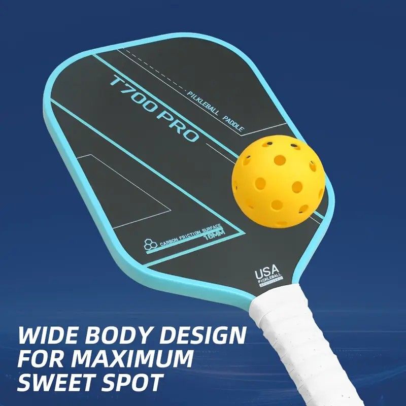 1PCS T700 PRO Carbon Fiber Pickleball Paddle: 8.0oz Lightweight Wide Body Control Paddle for Beginners & Seniors(BLUE) - Image 3