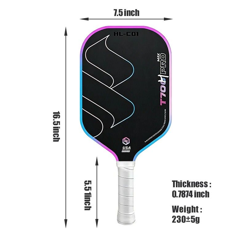 T700 Carbon Fiber Pickleball Paddle 16mm Core Lightweight Single Paddle with Polymer Honeycomb Core(BLACK+RED) - Image 6