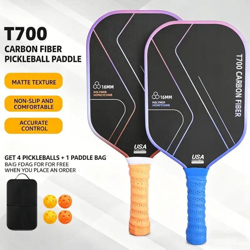 T700 Carbon Fiber Pickleball Paddle Set (2 Pack): 8.0oz Lightweight Widebody Design, Ideal for Beginners & Seniors（RED) - Image 6