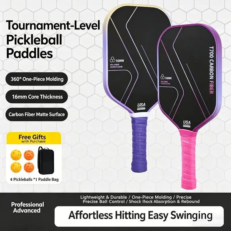 T700 Carbon Fiber Pickleball Paddle Set (2 Pack): 8.0oz Lightweight Widebody Design, Ideal for Beginners & Seniors（RED) - Image 7