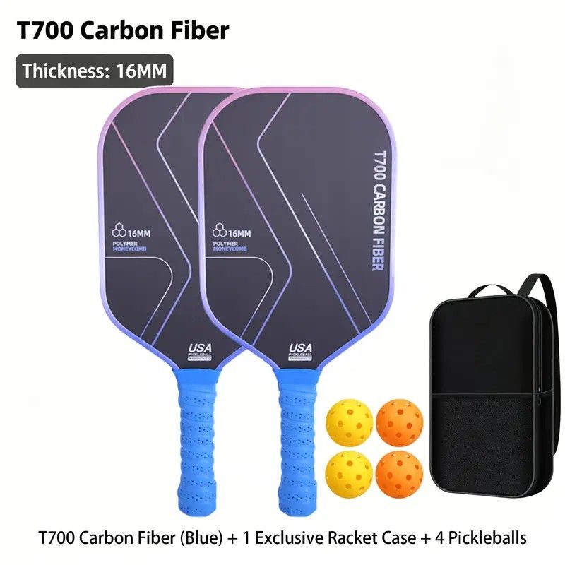 T700 Carbon Fiber Pickleball Paddle Set (2 Pack): 8.0oz Lightweight Widebody Design, Ideal for Beginners & Seniors（pink) - Image 3