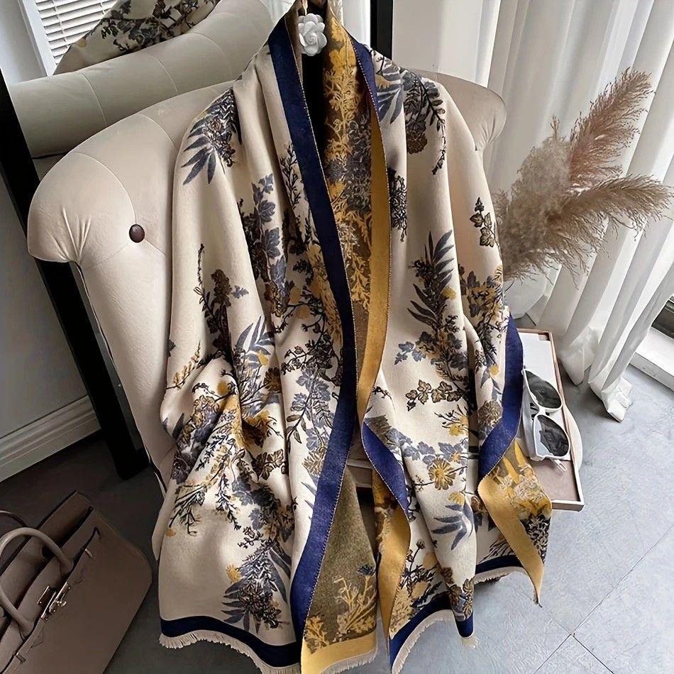 Bohemian-style Faux Cashmere Shawl Scarf, Soft, Warm, and Stylish for Autumn and Winter(ORANGE) - Image 6