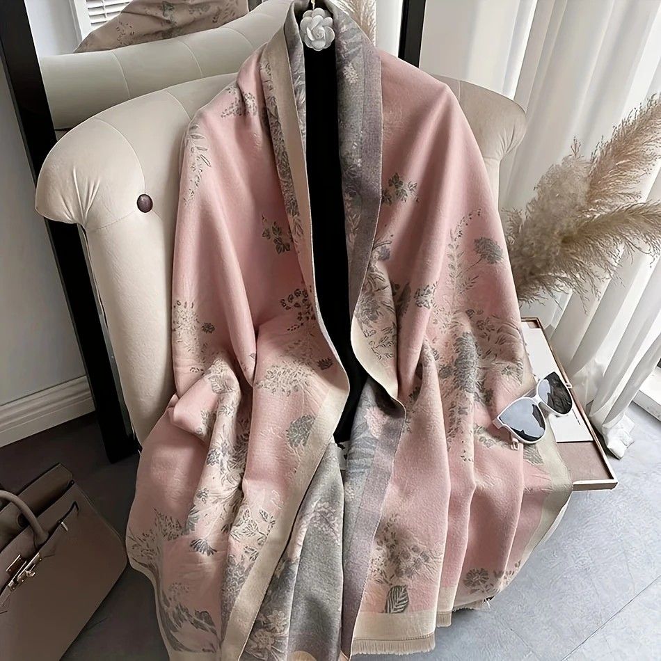 Bohemian-style Faux Cashmere Shawl Scarf, Soft, Warm, and Stylish for Autumn and Winter(GREEN) - Image 3